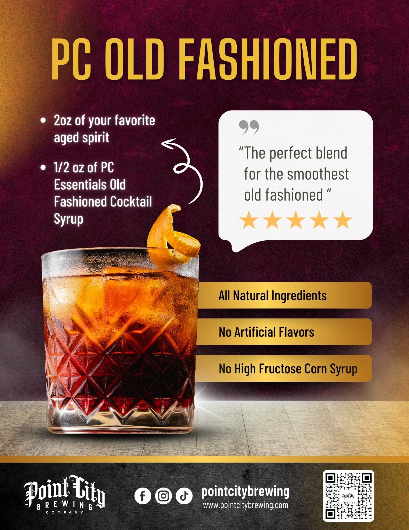 PC Essentials Old Fashioned Cocktail Syrup - Point City Brewing Company